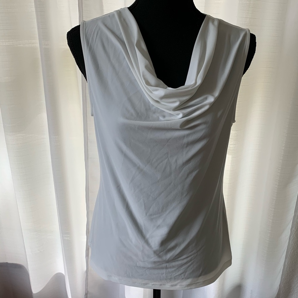 NWT Donna Karan white scoop sleeveless dress top